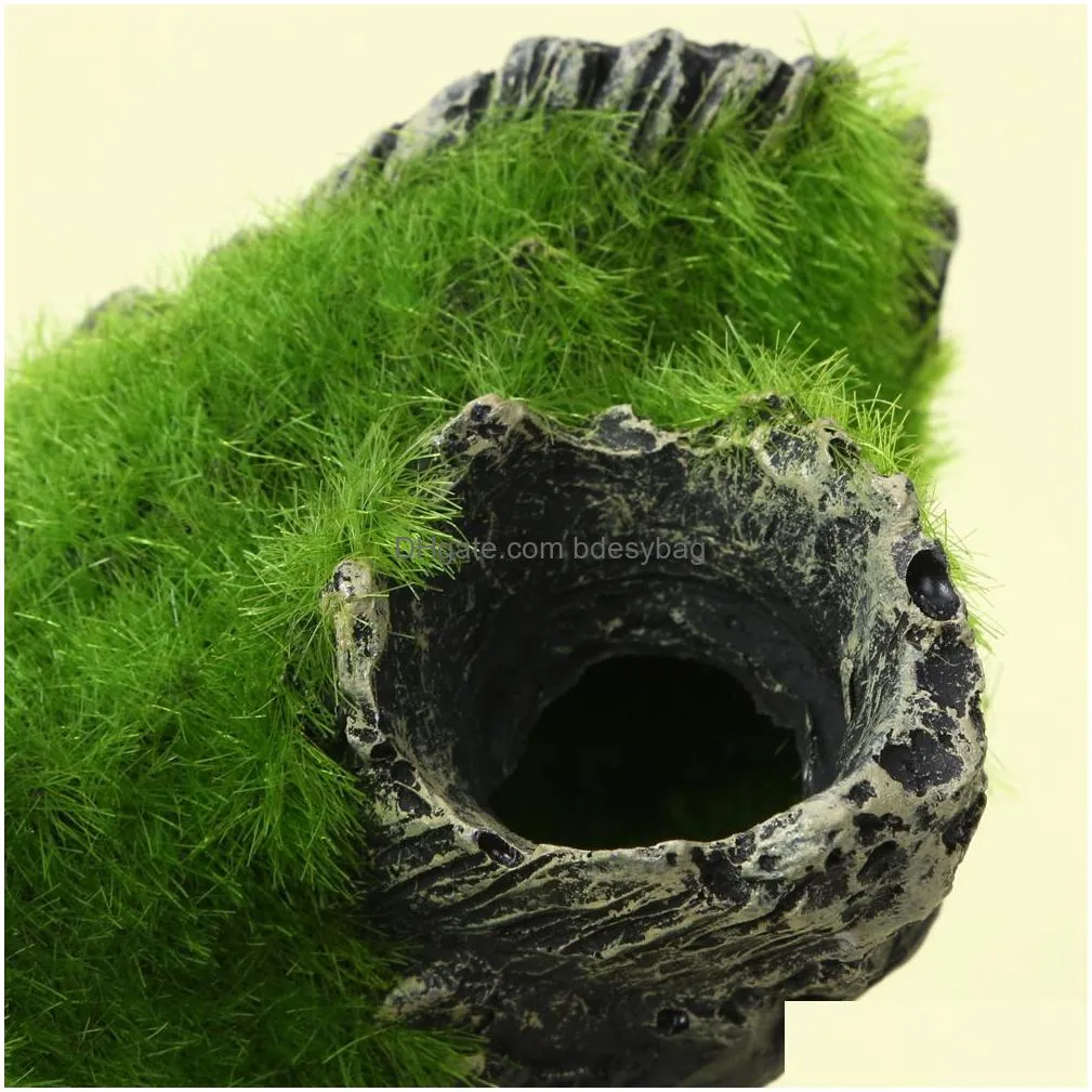 Decorations Aquarium Decoration Resin Mountain View Fish Play Tree Breeding House Hole Cave Decor For Tank Ornament Drop Delivery Home Dhr0C