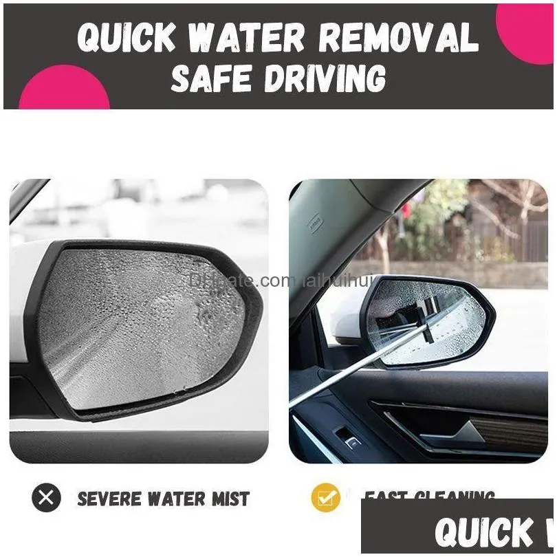  1pcs portable retractable rear-view mirror wiper quickly wipe water water mist and dirt for auto glass cleaning tool282b