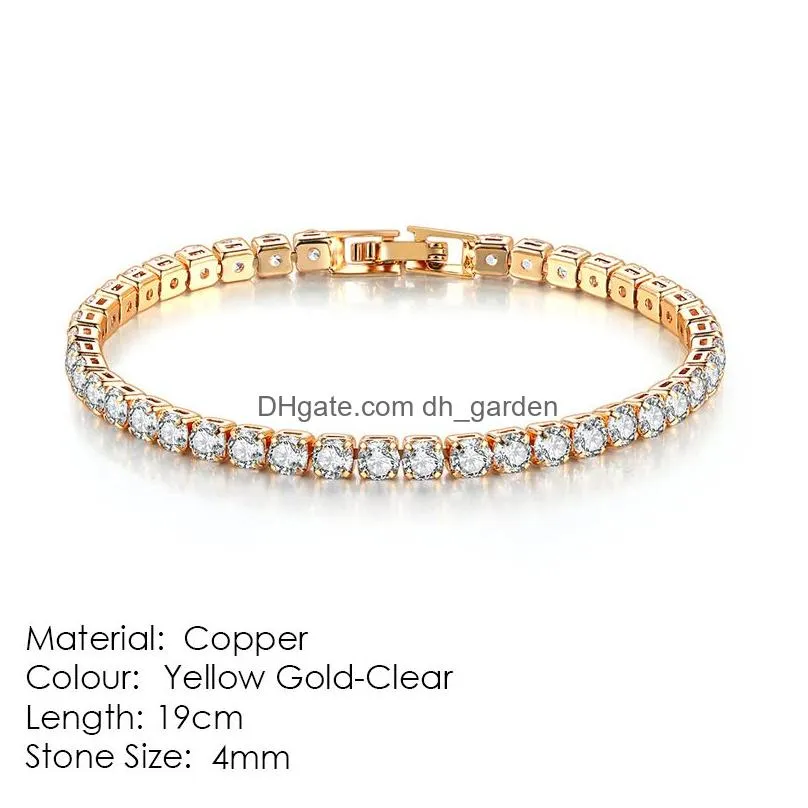 Chain Tennis Bracelets For Women Simple Luxury Round Crystal Gold Color Bangle Chain Wedding Girl Gift Wholesale Jewelry H07 Dhgarden Ottap