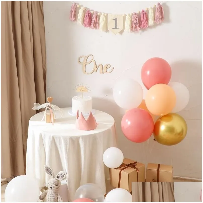 Keepsakes Happy Birthday Banner Handmade Tassel Pendant First Boys Girl Baby Shower Party Balloon Decoration Supplies Gifts 230701