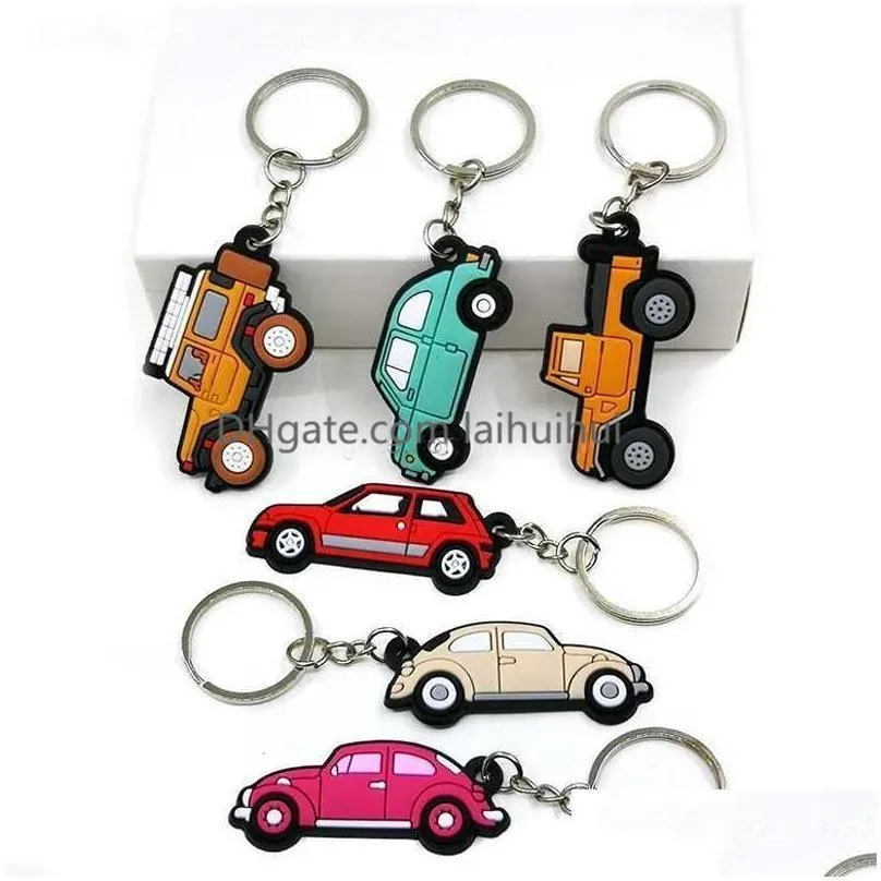 keychains lanyards 1pcs pvc keychain cute vehicle series keyring car key accessories gadget for man kids toys birtay charms gift for