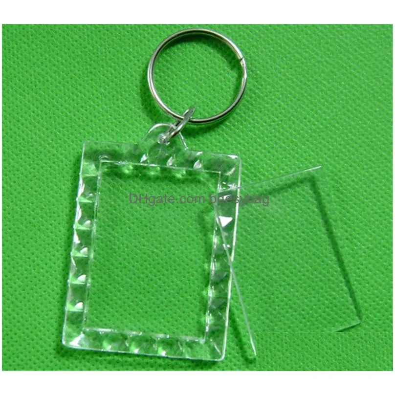 blank acrylic keychains key chains insert photo plastic keyrings for gift wholesale lx5233