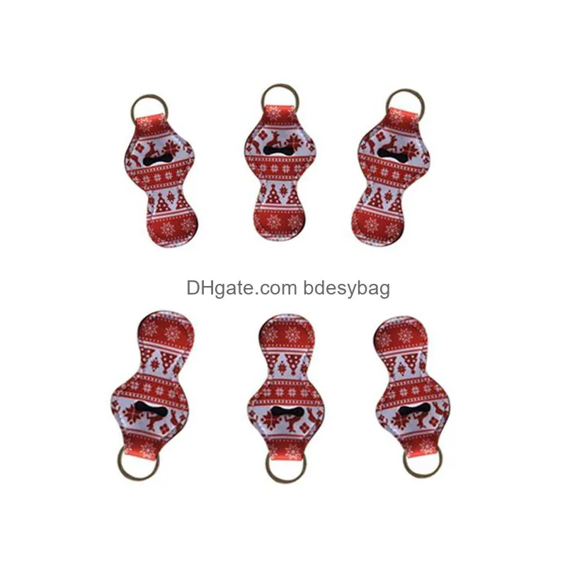 3pcs/set christmas style neoprene keychain lipstick cover hand sanitizer 30ml bottle cover set gifts for guests and children lxdgl