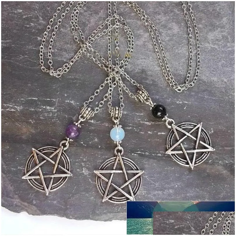 3 pcs/set pagan wicca beads pentagram witch pentacle necklace wiccan pendant jewelry for women party gift factory price expert design quality latest style