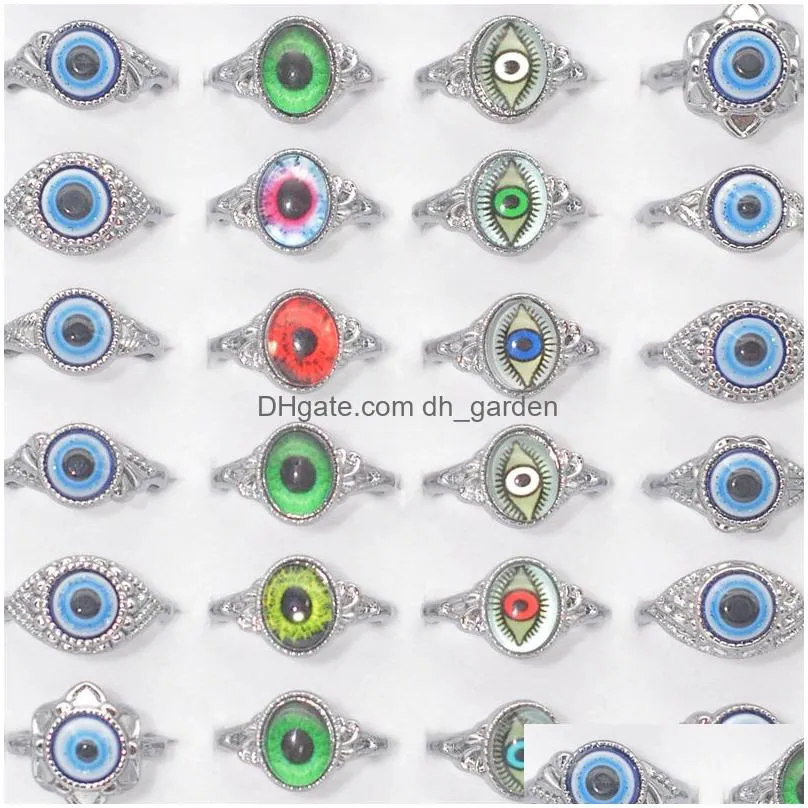 bulk lots 50pcs colorful devil eye gothic punk vintage rings for women men fashion charm party gift finger jewelry accessories wholesale size