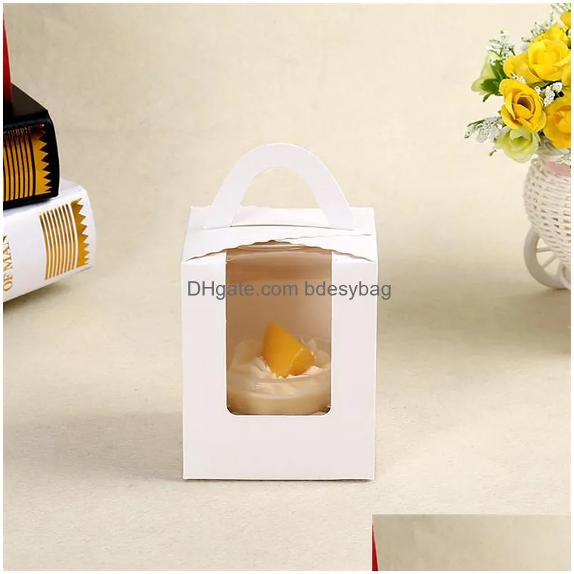 multi color hand making pastry packing box muffin portable box folding paper cups egg tart baking packing boxes lz0754