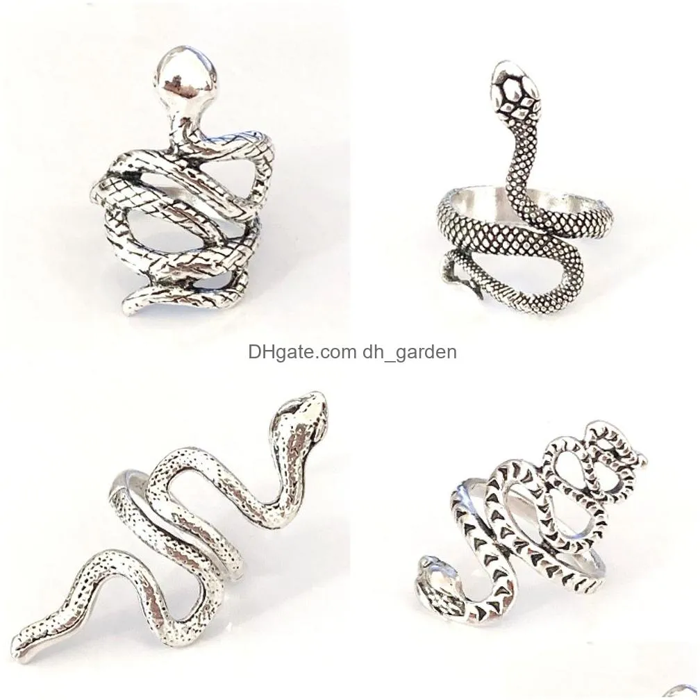 bulk lots 30pcs gold silver multistyle snake band rings mix desgin cool alloy charm men women party gifts vintage jewelry