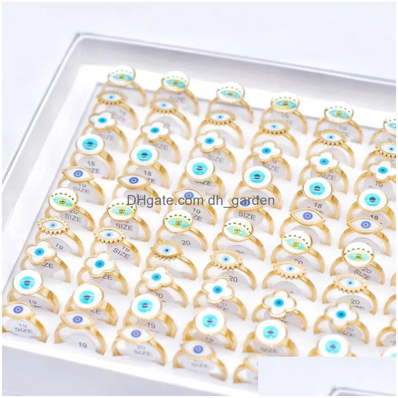 bulk lots 30pcs gold newest gothic devil eye rings no fade size 1721 fashion popular punk women men personality friends lovers party gifts jewelry