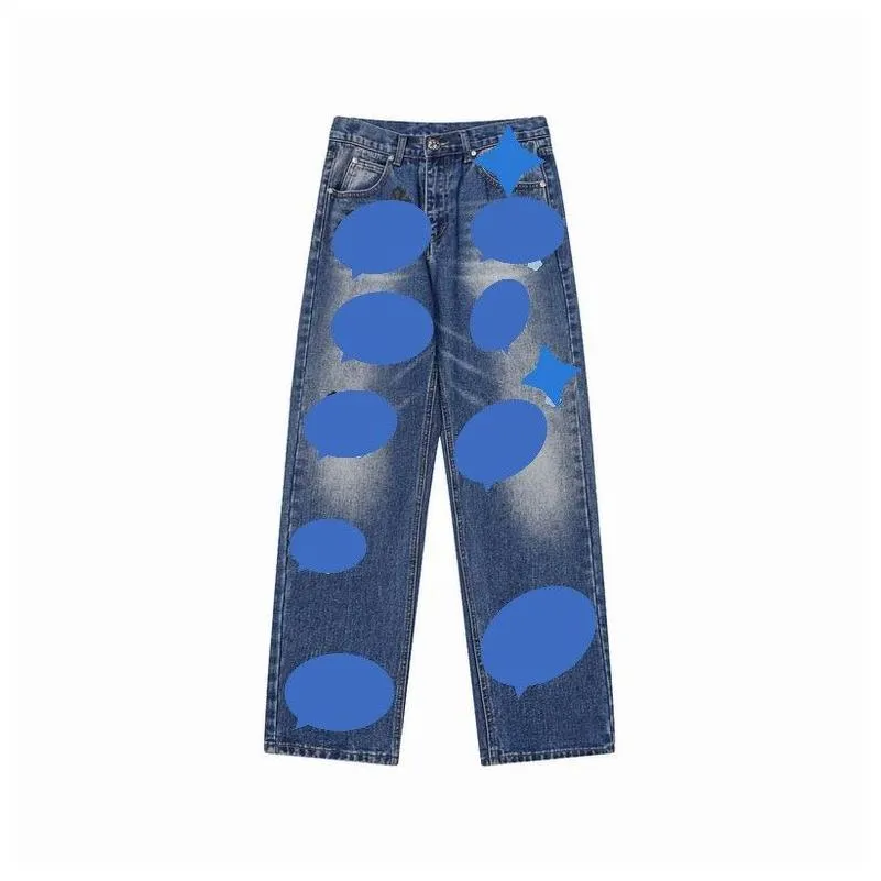 2023 Mens Jeans Designer Make Old Washed Jeans Chrome Straight Trousers Heart Prints for Women Men Casual Long Style Blue Black chromees hearts Purple Jeans