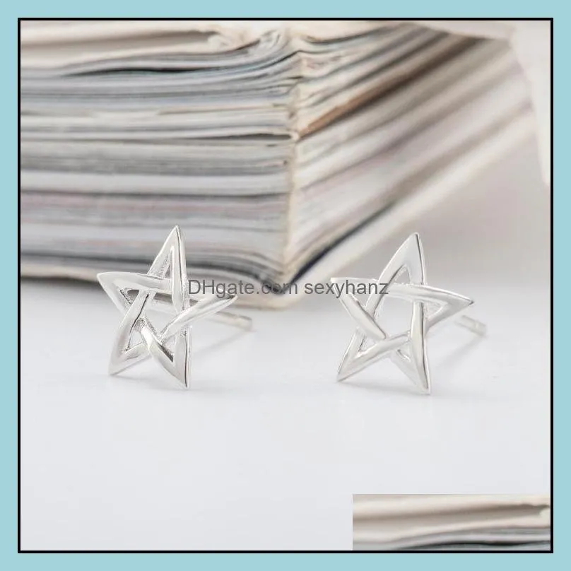 womens earring brinco real 925 sterling silver tiny cute hollow star stud earrings girls kids lady gift wholesale yme112