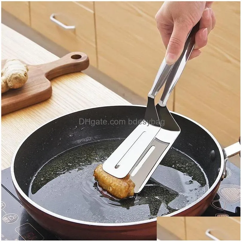 household stainless steel steak clip frying fried fish shovel pizza barbecue grilling tong kitchen clamp cooking tools lx4917