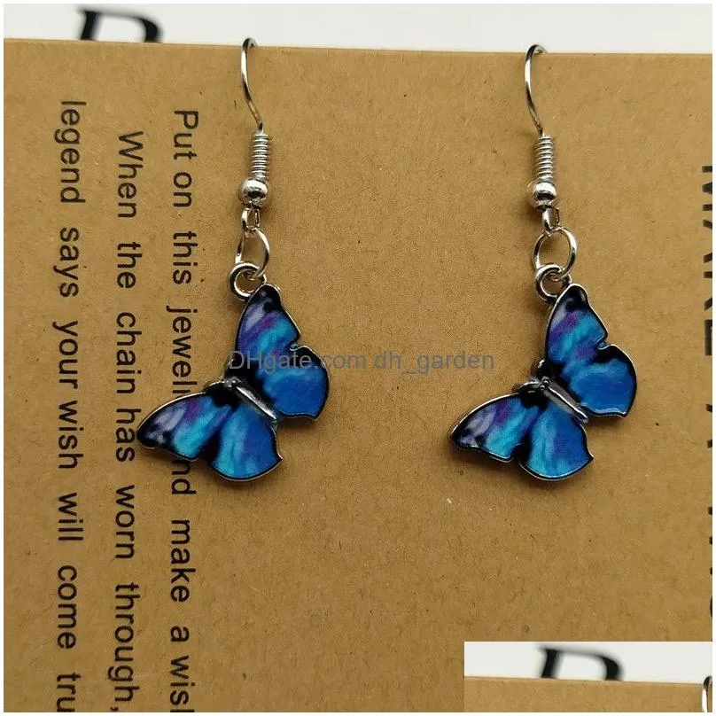 Charm Blue Butterfly Drop Earring For Women Mticolor 2021 Alloy Dangle Earrings Statement Wedding Jewelry Wholesale Drop Del Dhgarden Otjs3