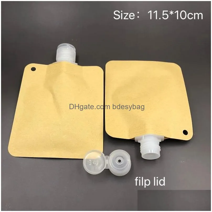 50ml kraft paper spout pouch for liquid drink disposable packaging bag cosmetic makeup sample sachet lx5475