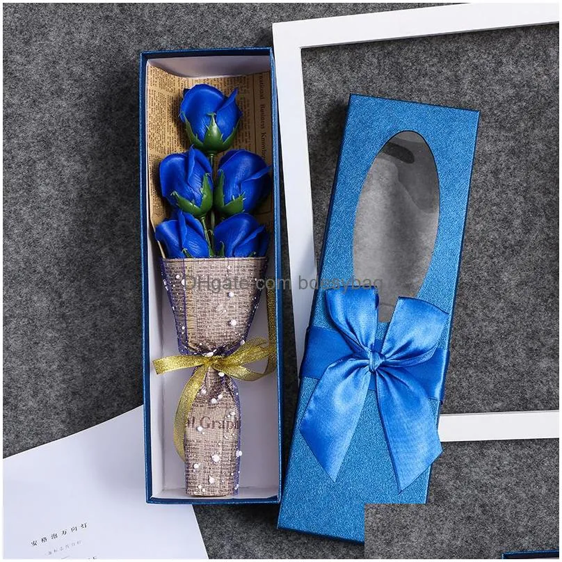 Decorative Flowers & Wreaths Valentine Day Soap Decorative Flower Bouquet Gift Box Romantic Rose Artificial Flowers Bath Petal Home We Dhbyc