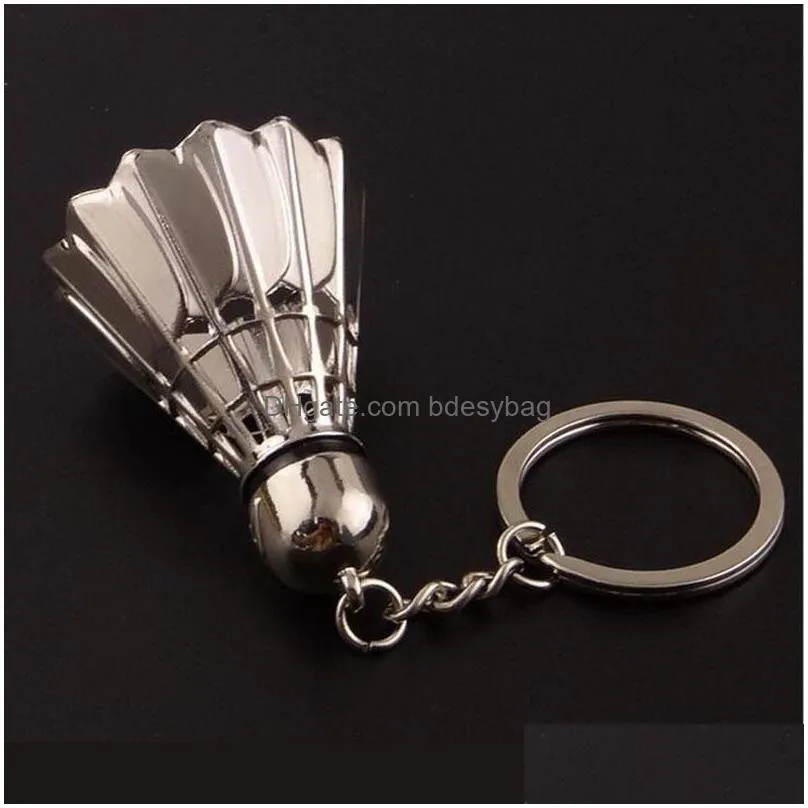 zinc alloy badminton style key ring chain holder creative metal keychains car keyfobs charm bag pendant jewelry gift za2843