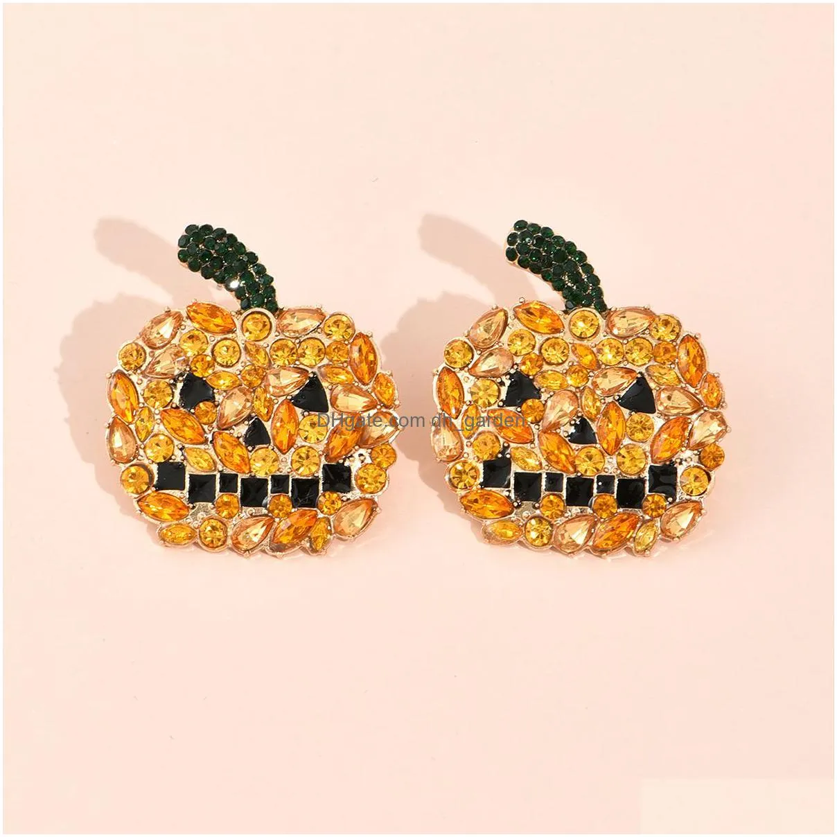 charm european and american crossborder new personality hiphop trend horror halloween orange pumpkin ghost ear jewelry