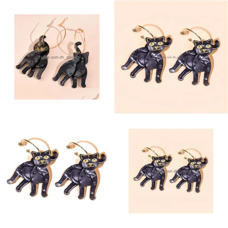 charm european and american crossborder halloween black cat earrings glossy texture carnival ghost festival party dress up exaggerated earrings