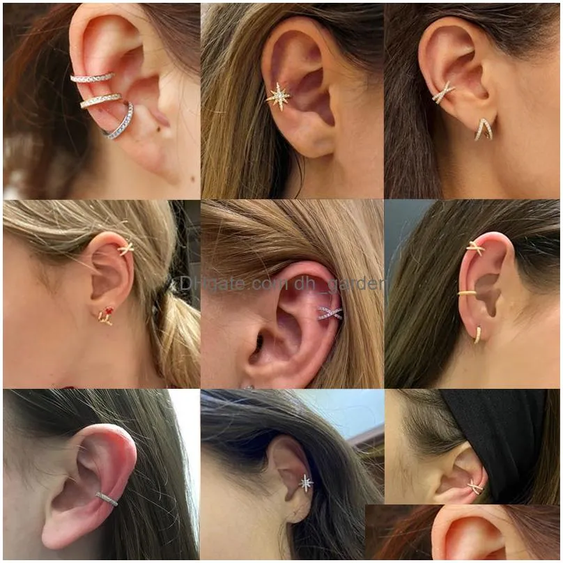 Ear Cuff 1Pc 10Mm Fake Non Orbital Tragus Piercing Adjustable Helix Cartilage Conch Cz Ear Cuff No Drop Delivery Jewelry Earr Dhgarden Otqox