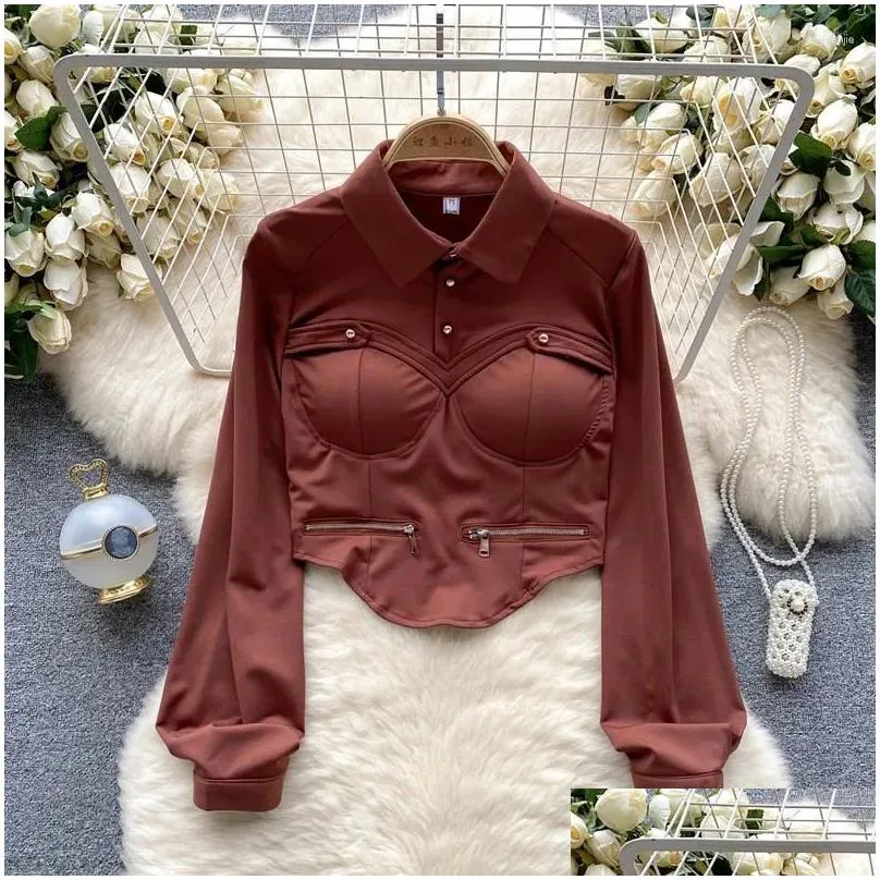 Women`S Blouses & Shirts Womens Blouses Girls Top Autumn Design Slim Fit Long Sleeve Y Temperament Drop Delivery Apparel Women`S Cloth Ote0B