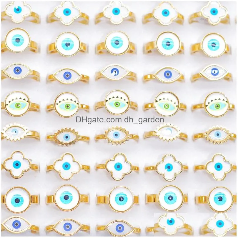 bulk lots 30pcs gold newest gothic devil eye rings no fade size 1721 fashion popular punk women men personality friends lovers party gifts jewelry