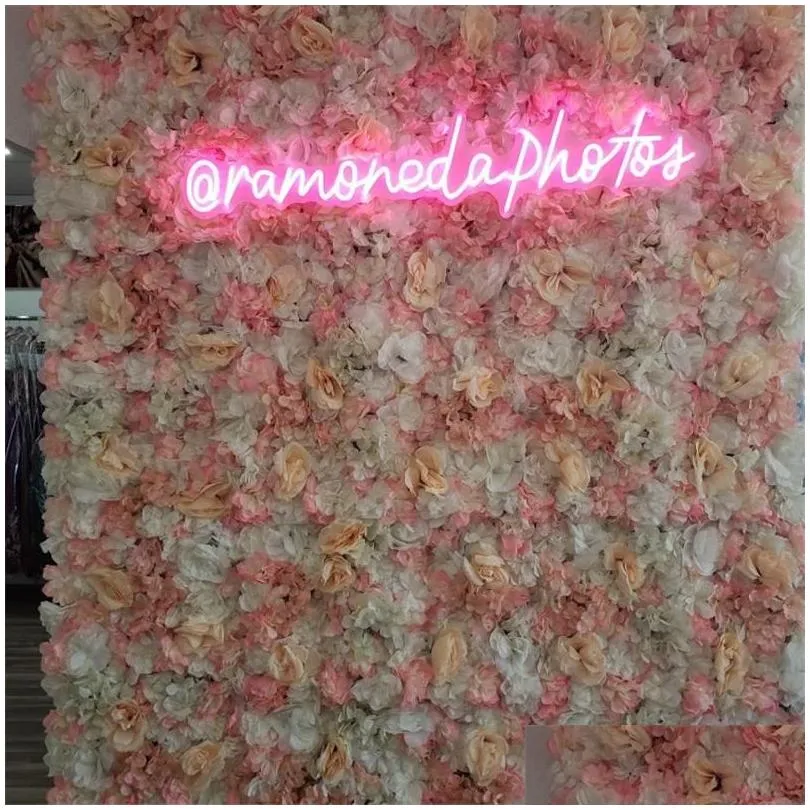 decorative flowers wreaths artificial wall panels 40 x 60cm flower mat silk rose for backdrop wedding decorationdecorative