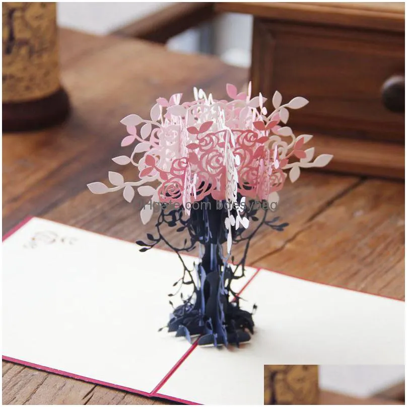 30pcs foldable 3d flowerpot craft laser cut  up paper crafts festival greeting party favor and gifts card postcard za1251