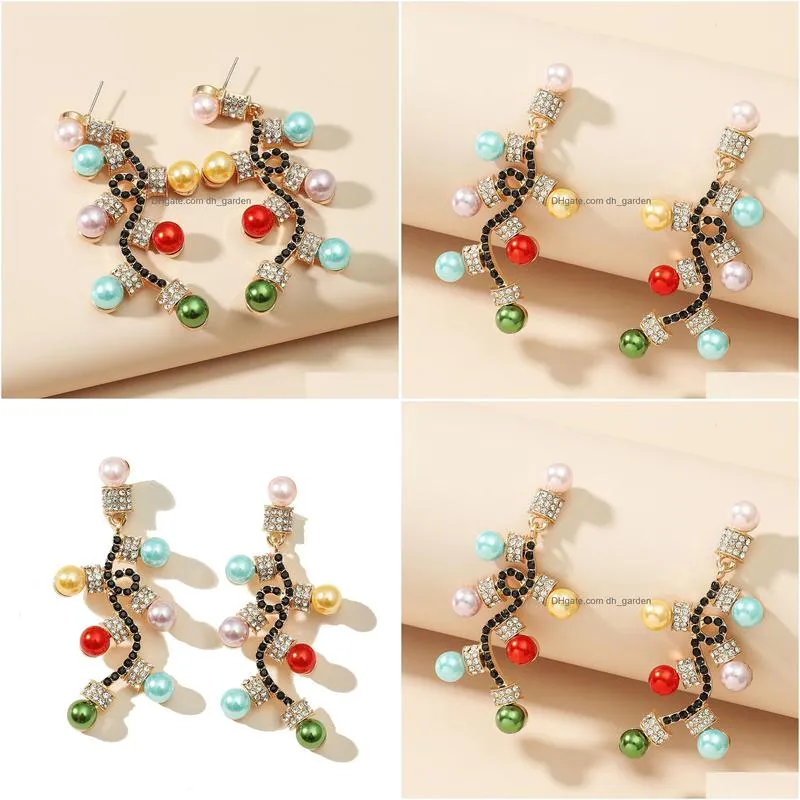 charm europe and the united states crossborder new christmas ear pins wholesale alloy inlaid colored diamond lights earrings earrings