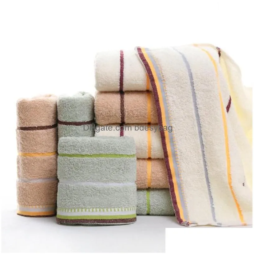 Towel Soft Striped Beach Towel Bathroom Strongly Water Absorbent Adt 100% Cotton 34 X 75 Cm Drop Delivery Home Garden Home Textiles Dhhw0