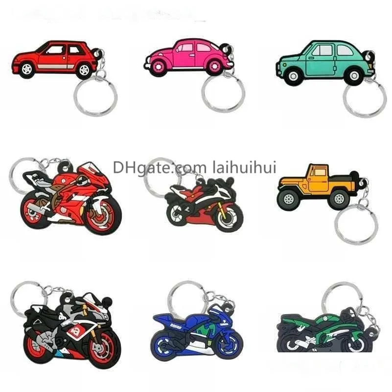keychains lanyards 1pcs pvc keychain cute vehicle series keyring car key accessories gadget for man kids toys birtay charms gift for