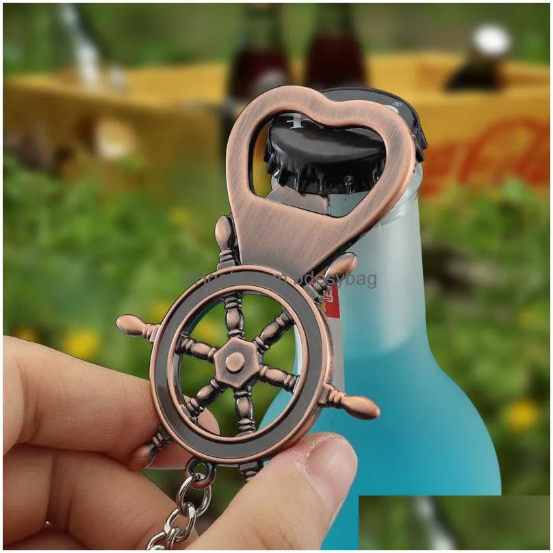 rudder shaped bottle opener vintage fashion beer openers keychain multifunction portable advertising gifts openers lx4653