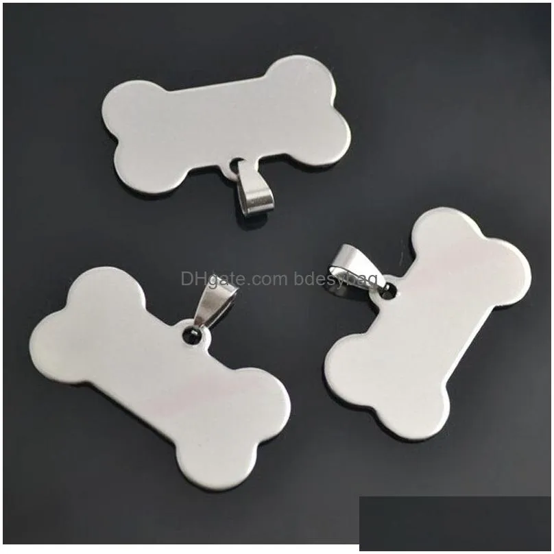 fashion stainless steel pet tags bone shaped dog name tags pet id tag blank rose gold black color za5330