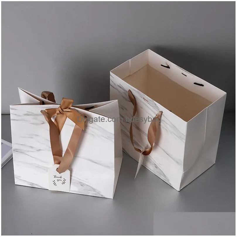 marble paper gift bags garment holiday gifts portable shopping bag business packing wedding party decoration ct0352