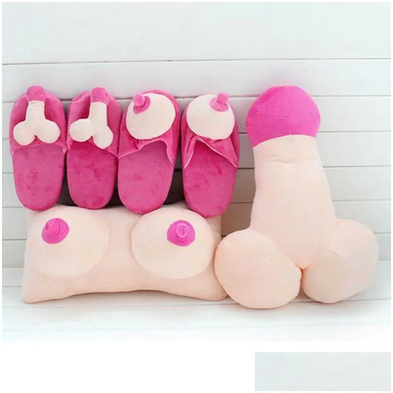 1pc plush cushion big boobs breast toy penis dick pillow couple funny gifts erotic pillow sexy kawaii toy valentine day present 210716