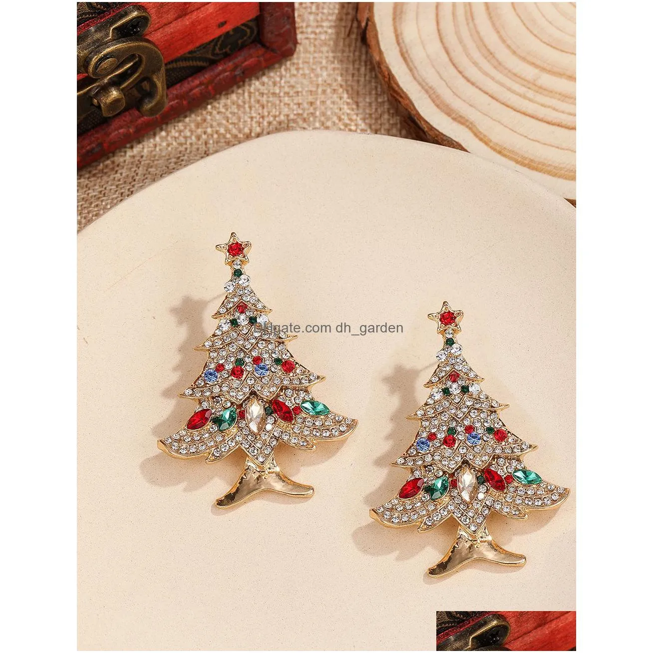 charm crossborder european and american water brick christmas gifts highend diamondstudded christmas tree ear needles autumn earrings for