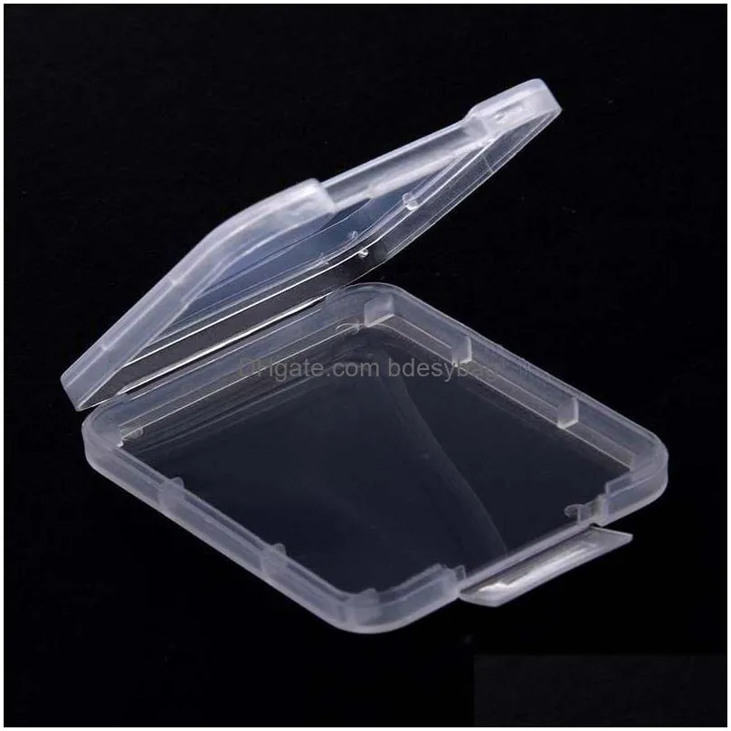 Storage Boxes & Bins Memory Card Storage Box Square Transparent Plastic Case Finishing Container Protection Cases Packaging Drop Deliv Dhejz