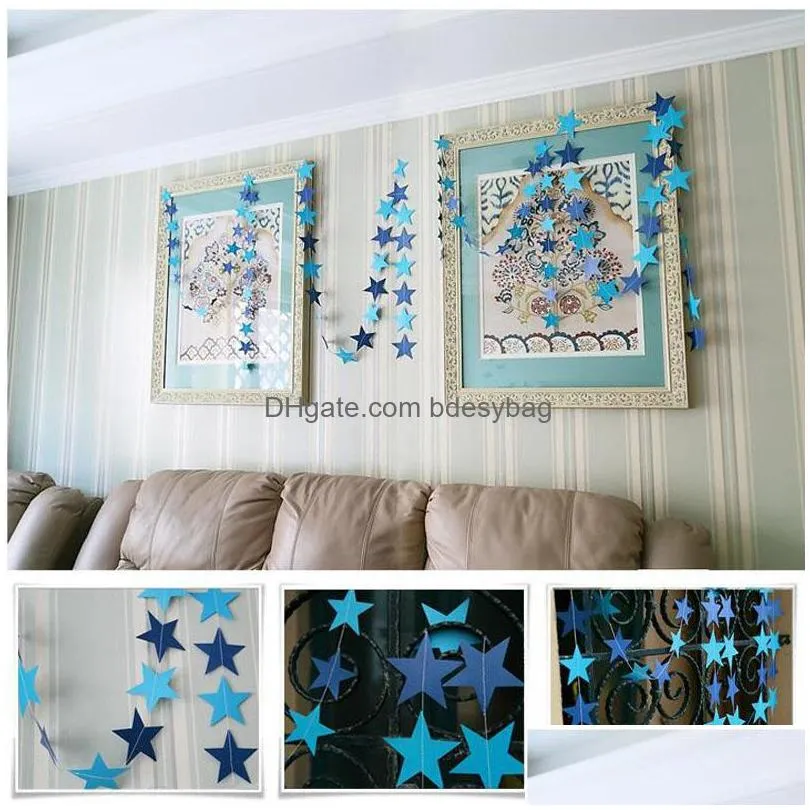 home 4m colorful bunting hanging paper star garlands christmas wedding party banner shower room door decoration za1316
