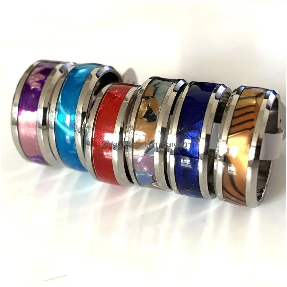 wholesale 30pcs silver abalone shell stainless steel rings mix for boys girls party gifts women men fashion jewelry