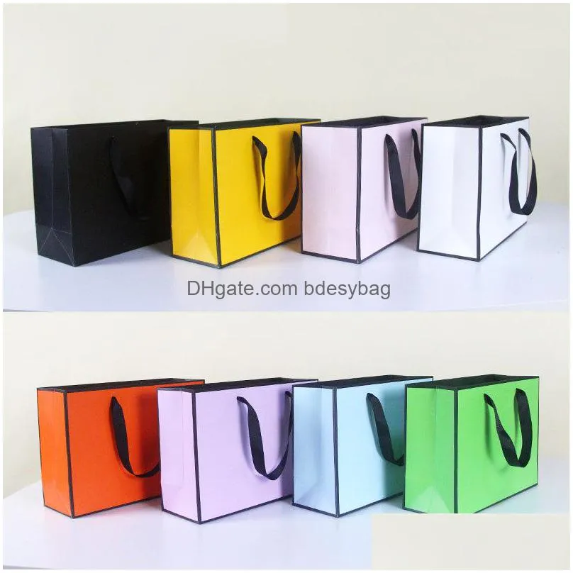 28cmx10cmx20cm new creative design black border colorful kraft paper bag with handle wedding party favor paper gift bag lx2430