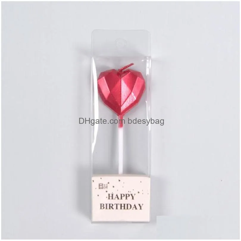 Candles Creative Love Candle Heart-Shaped Five-Pointed Star Shape Candles Birthday Cake Decoration With Pvc Box Drop Delivery Home Gar Dhsfd