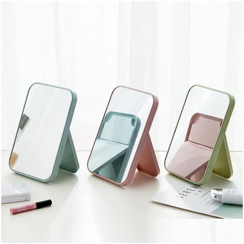 Mirrors Desktop Foldable Portable Makeup Mirror Student Dormitory Small Dressing Princess Drop Delivery Home Garden Home Decor Otbhu