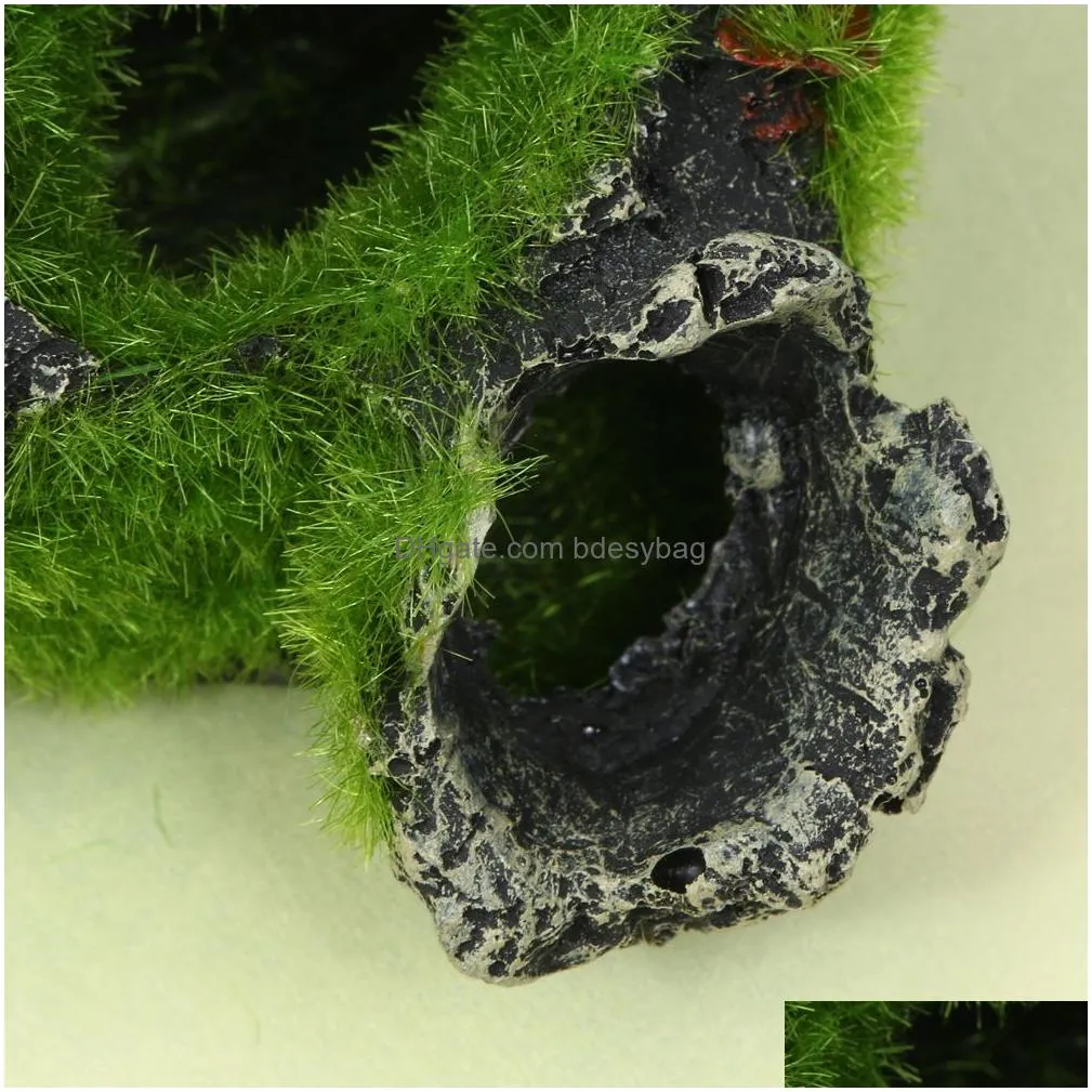 Decorations Aquarium Decoration Resin Mountain View Fish Play Tree Breeding House Hole Cave Decor For Tank Ornament Drop Delivery Home Dhr0C