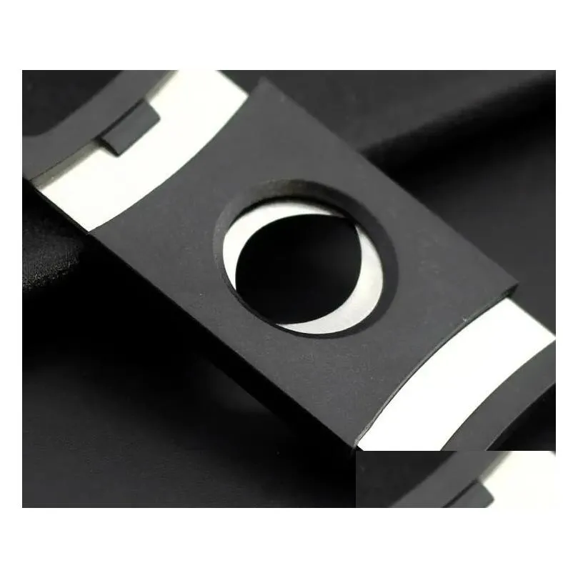 Cigar Accessories Pocket Plastic Stainless Steel Double Blades Cigar Cutter Knife Scissors Tobacco Black New Wholesale Zz Drop Deliver Otslc