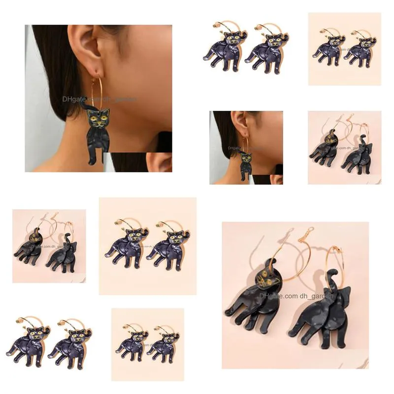 charm european and american crossborder halloween black cat earrings glossy texture carnival ghost festival party dress up exaggerated earrings