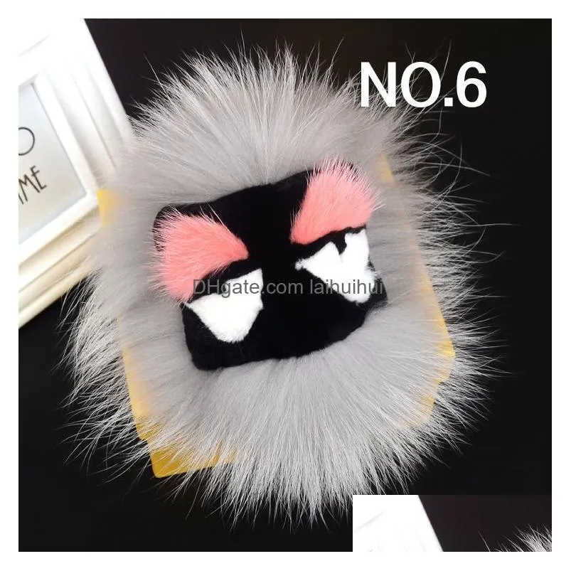 fashion luxury designer cute lovely hand made fur little moster ball bag charm car key chain
