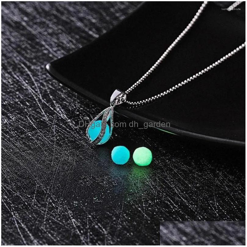 pendant necklaces glow in the dark necklace moon square heart for woman hollow water drop night fluorescence light accessories