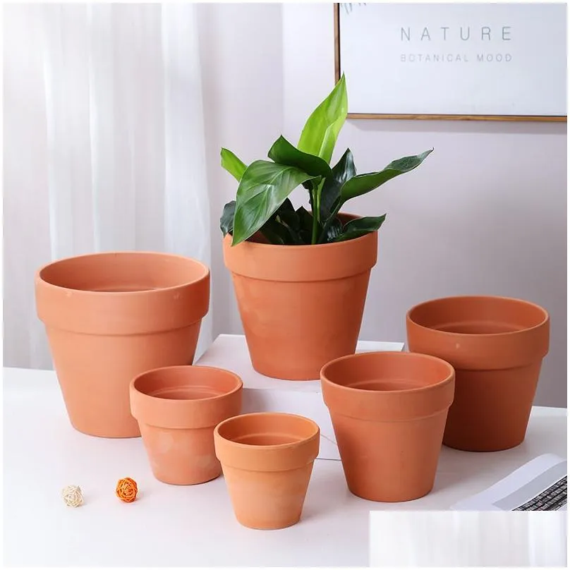 Planters & Pots Low Temperature Ceramic Flower Pots Red Y International Breathable Clay Succent Green Plant Containers Landscape Garde Otd1I