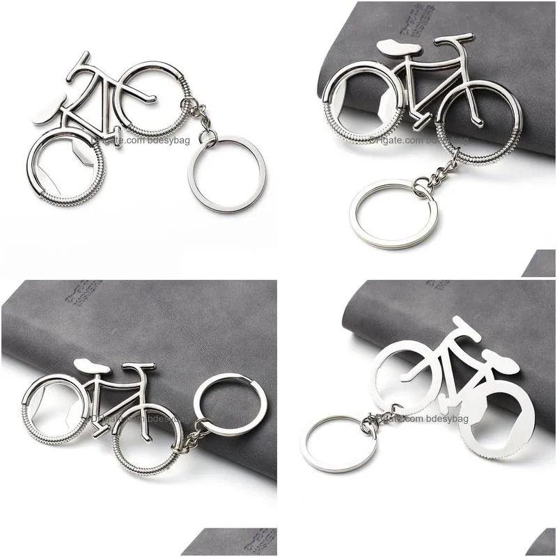 metal beer bottle opener with keychain cute bike bicycle keychain key rings for lover biker bottle openers creative gift for cycling