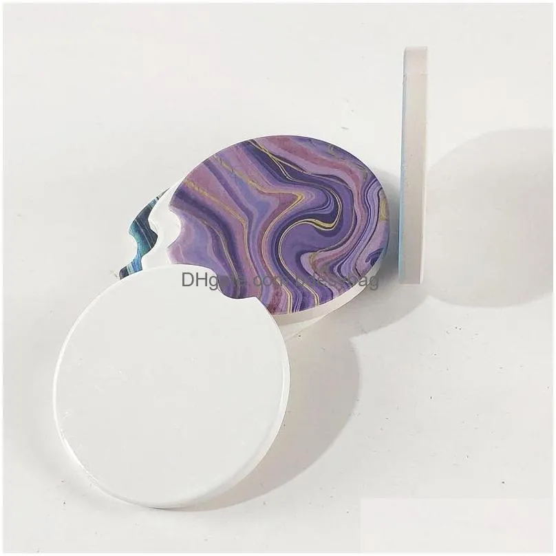 sublimation blank car cup mat ceramics coasters 6.6x6.6cm heat transfer printing coaster consumables materials w0214