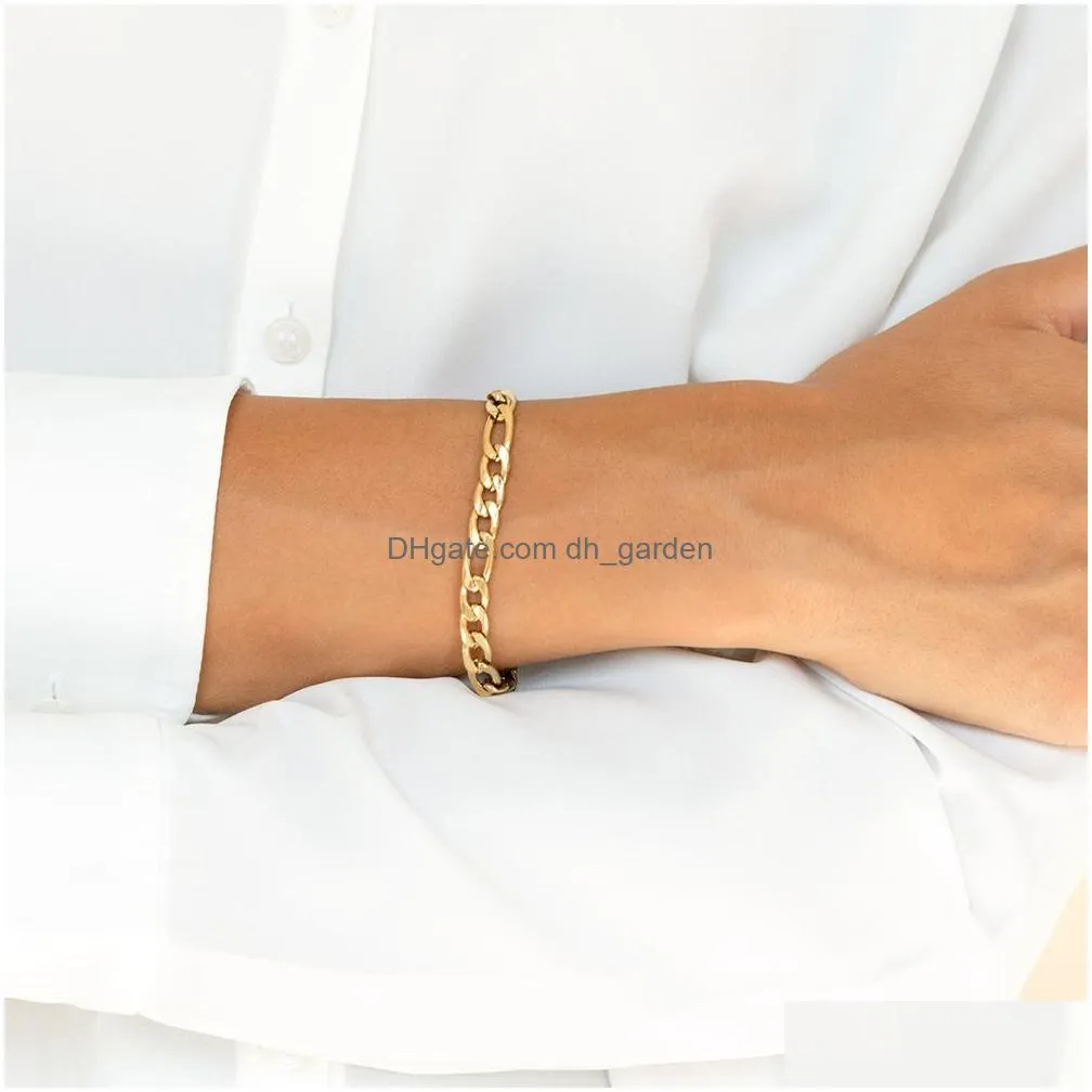 Chain Female Figaro Link Chain Stainless Steel Bracelet Gold Color Charm Bracelets For Women Man Drop Delivery Jewelry Bracel Dhgarden Otxm3