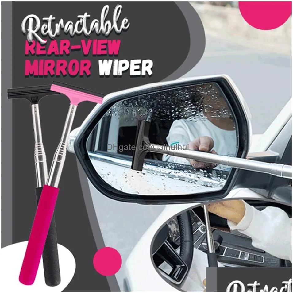  1pcs portable retractable rear-view mirror wiper quickly wipe water water mist and dirt for auto glass cleaning tool282b